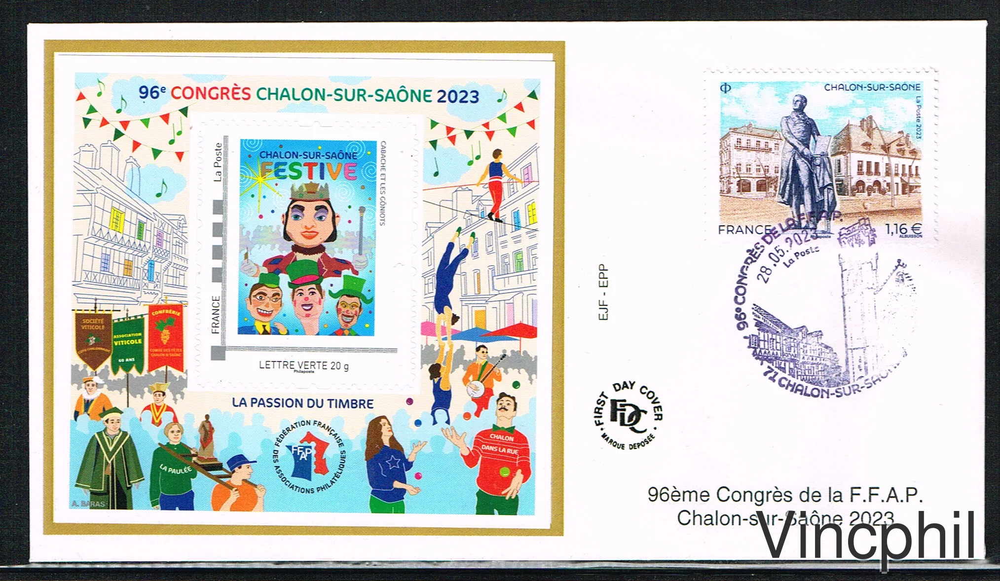 FFAP 22 ** 05/2023 CONGRES DE CHALON Enveloppe FDC