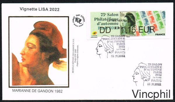 11/2022 LIBERTE DE GANDON LETTRE  VERTE 1.16,   FDC
