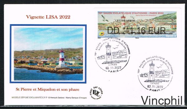 11/2022 SAINT PIERRE ET MIQUELON NABANCO FDC, LETTRE VERTE 1.16