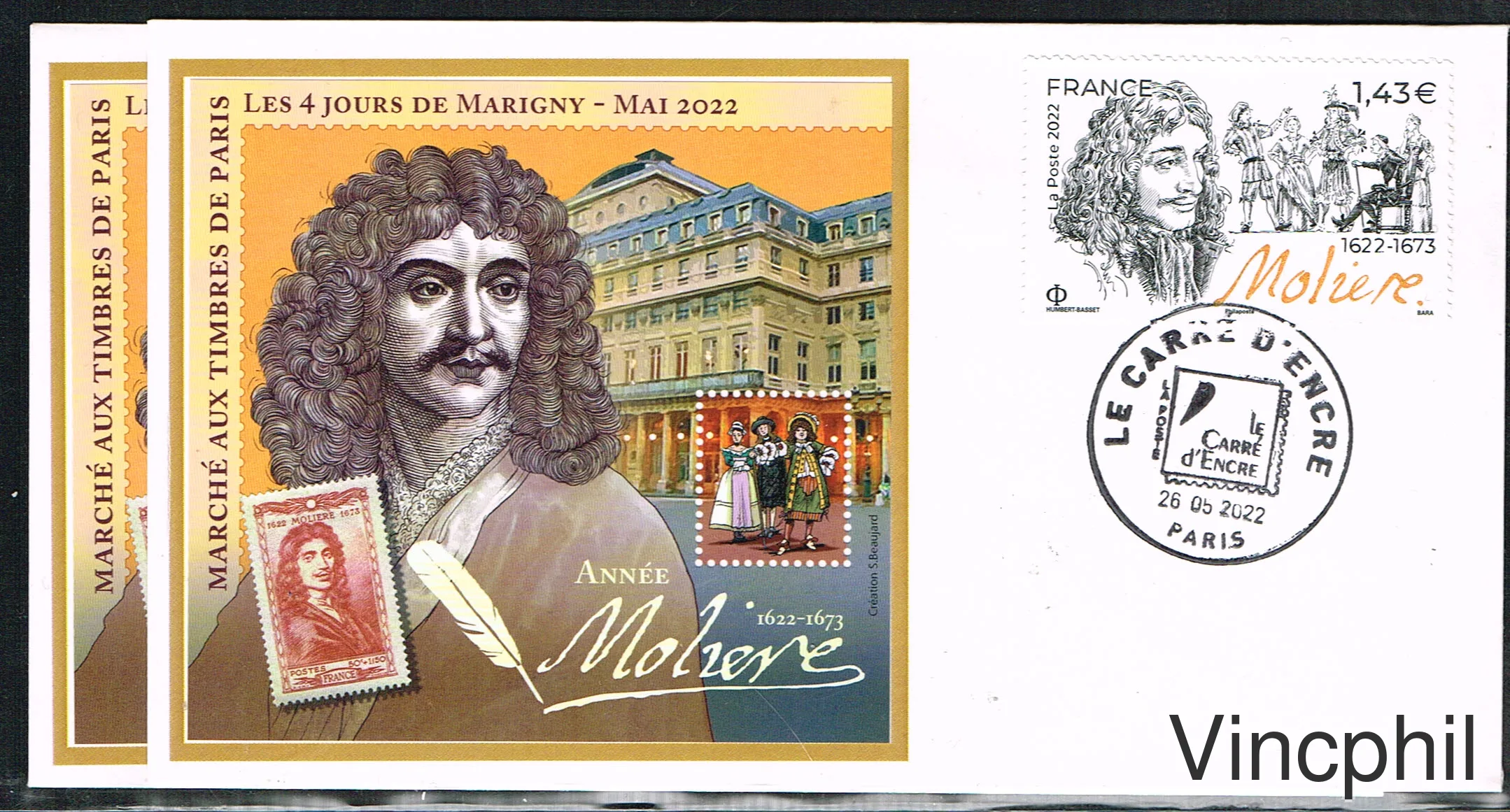 MT 34 ** 400 ème ANNIVERSAIRE DE LA NAISSANCE DE MOLIERE 2022 FDC Dentelé et non dentelé