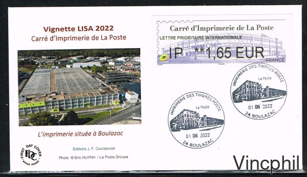06/2022 Carré d'Imprimerie de La Poste BROTHER FDC INTERNATIONAL 1.65