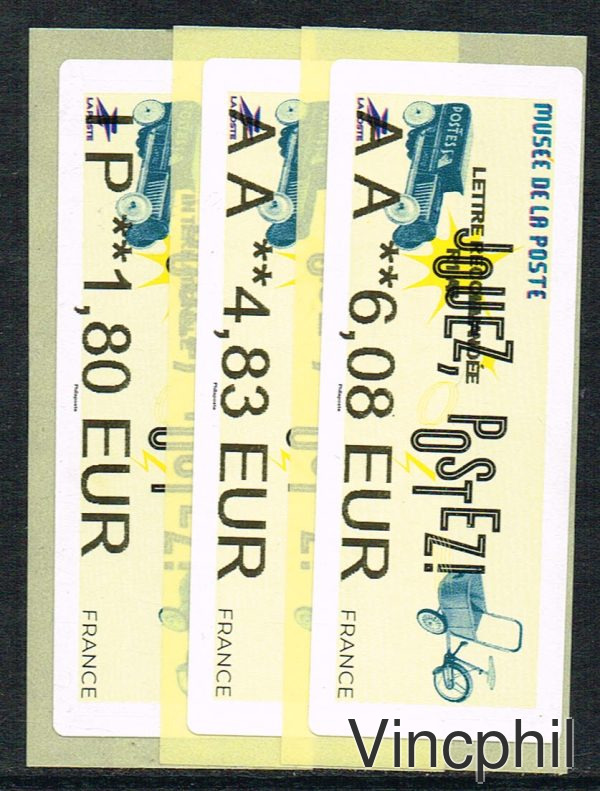 04/2023 MUSEE DE LA POSTE Tarif 2023  3 valeurs   INTERNATIONAL 1.80, LR1 4.83, LR1 AR 6.08