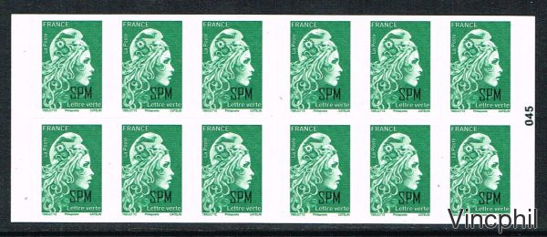 C 1315 ** Marianne d'Yz Surchargée SPM Carnet de 12 timbres