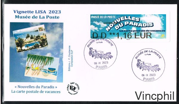 09/2023 Musée de La Poste Nouvelles du Paradis 2023 1 val.    Sur FDC