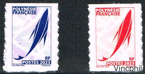 1333/1334 ** Emblème postal millésime 2023 bleu et rouge de carnet