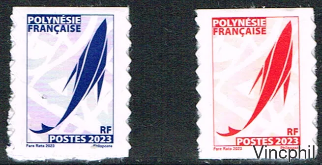 1333/1334 ** Emblème postal millésime 2023 bleu et rouge de carnet