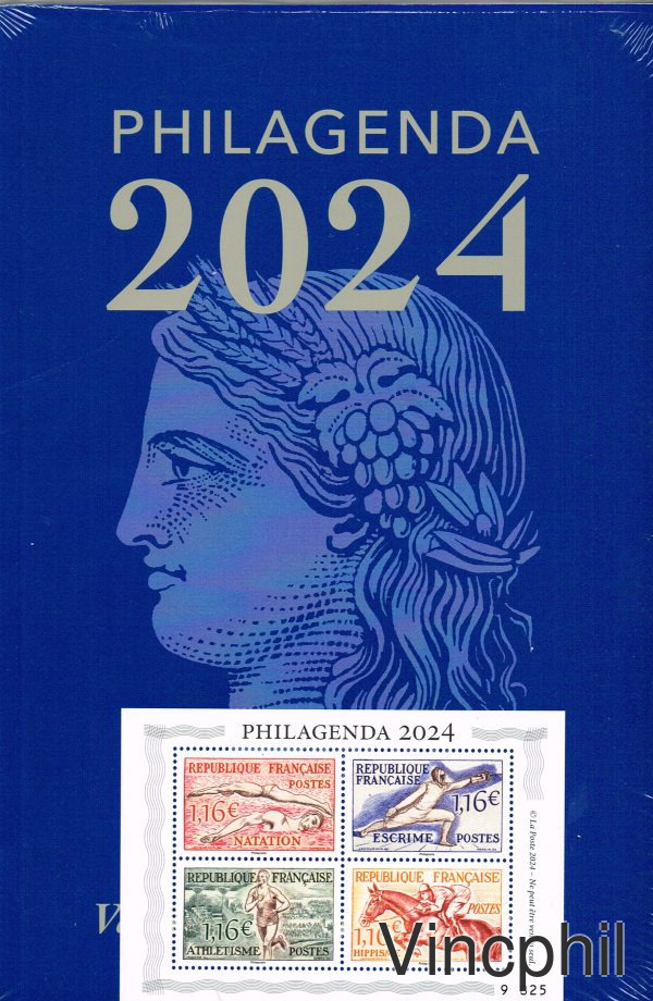 PHILAGENDA ** Agenda 2024 contenant un bloc reproduisant les timbres de la série des JO d'Helsinki en 1953