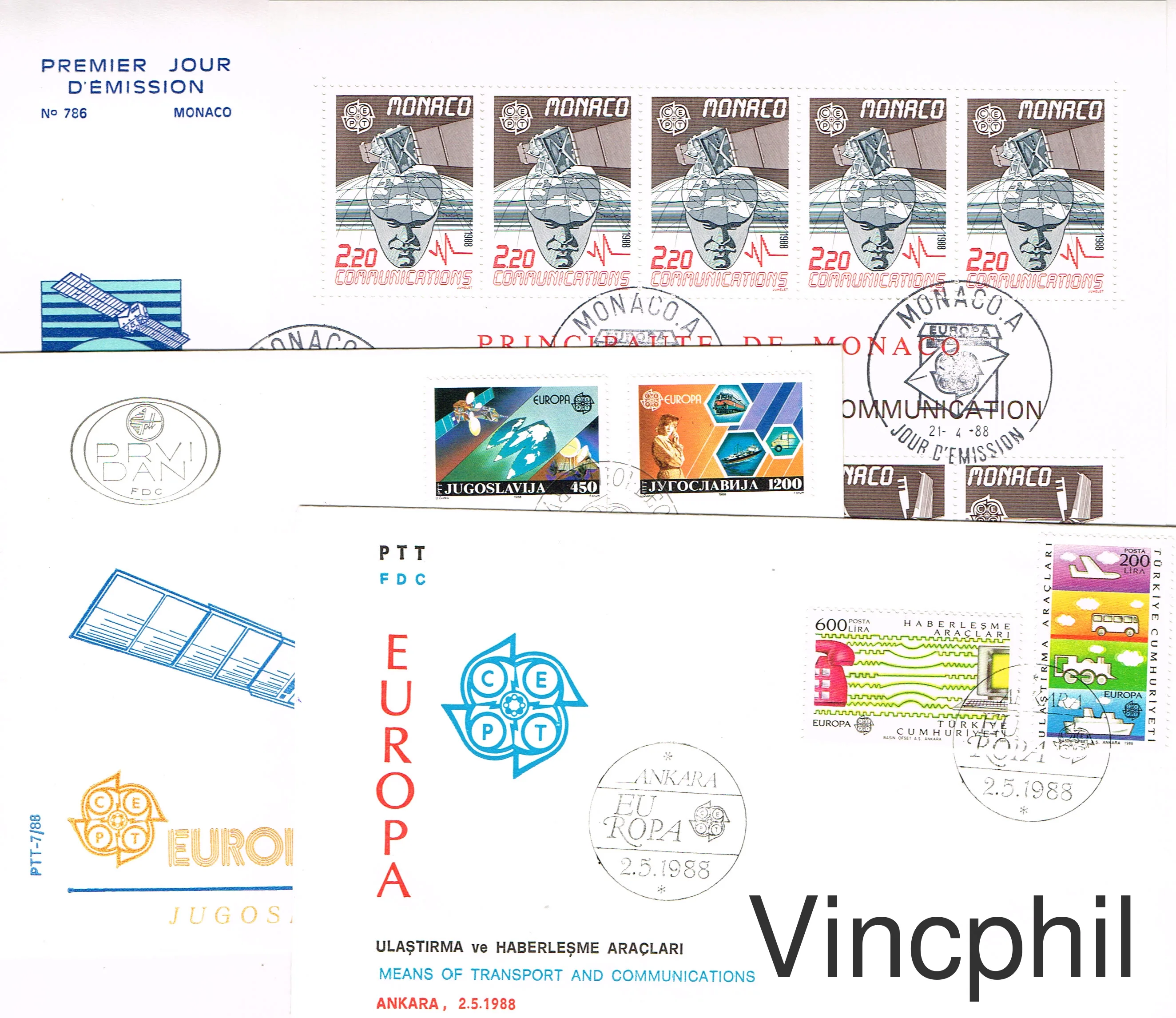 FDC des EUROPA CEPT 1980 a 1988  377 enveloppes petites et grandes timbres et blocs