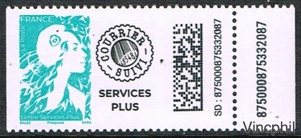 5734 ** Marianne de l'Avenir ** Lettre Services Plus gommée de roulette