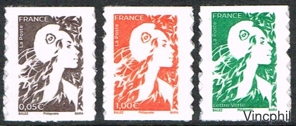 2356/2358 ** Marianne de l'Avenir ** 0.05, 1.00, Lettre Verte de  feuille adhésive