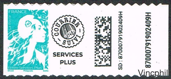 2362 ** Marianne de l'Avenir ** Lettre Services Plus adhésive de roulette