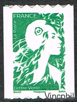2361 ** Marianne de l'Avenir ** Lettre Verte de  roulette adhésive