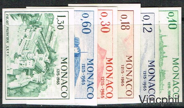 MONACO ESSAIS DE COULEUR n° 677/682 ** Vues de Monaco