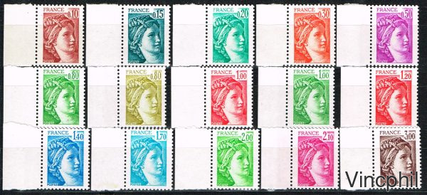 SABINES 1977/1978 ** Sans bandes de phosphore Tout les timbres sont signés Calves