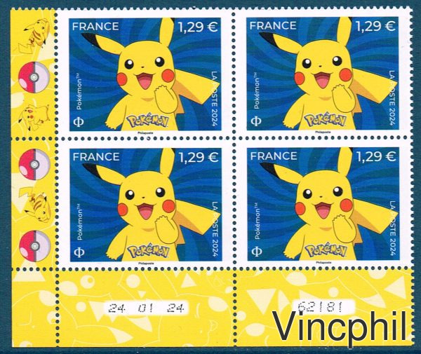 5755 ** Timbre Pokémon ** Coin daté