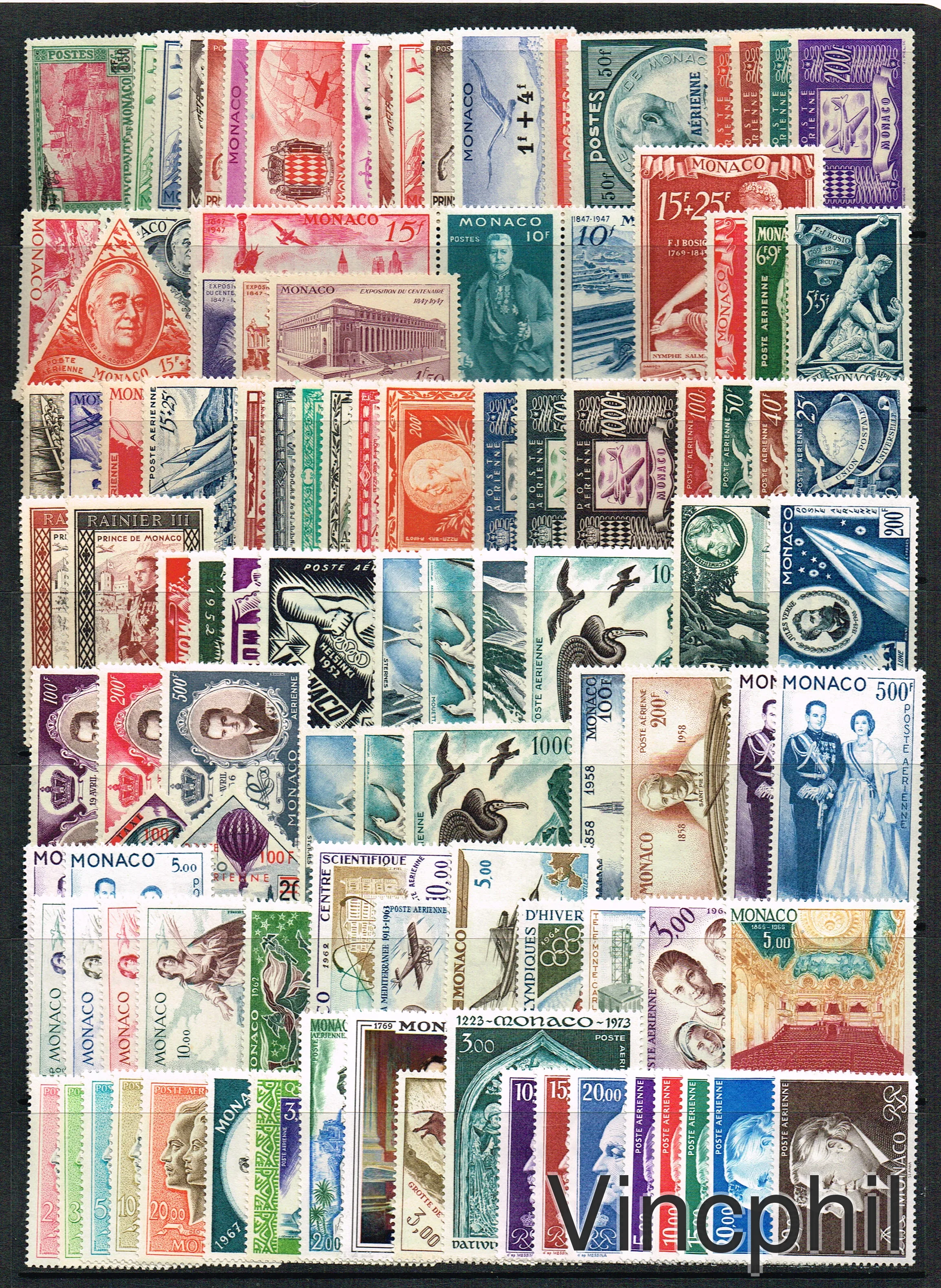 Monaco Poste Aérienne n° 1 à 104 ** Timbres neufs sans charnière