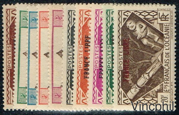 OCEANIE n° 140/149 ** France Libre sans charnière.