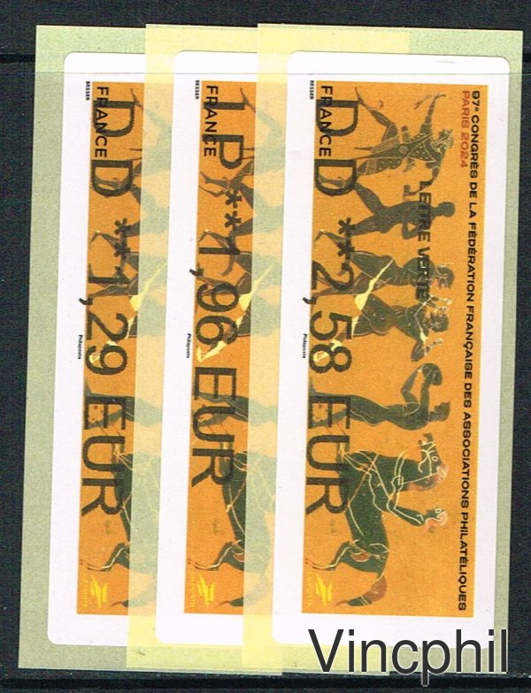 05/2024 CONGRES FFAP 3 valeurs LETTRE VERTE 1.29, INTERNATIONAL 1.96, LETTRE VERTE 100 gr 2.58