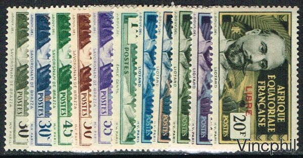 A.E.F. n° 128/138 ** France Libre   Libre en rouge