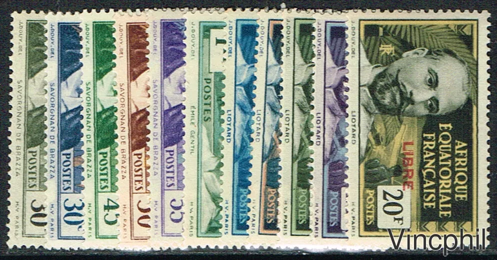 A.E.F. n° 128/138 ** France Libre   Libre en rouge