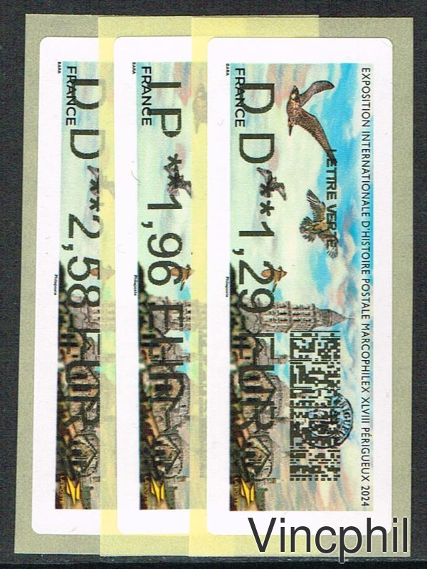 10/2024 ** MARCOPHILEX 3 valeurs LETTRE VERTE 1.29, INTERNATIONAL 1.96, LETTRE VERTE 100 gr 2.58