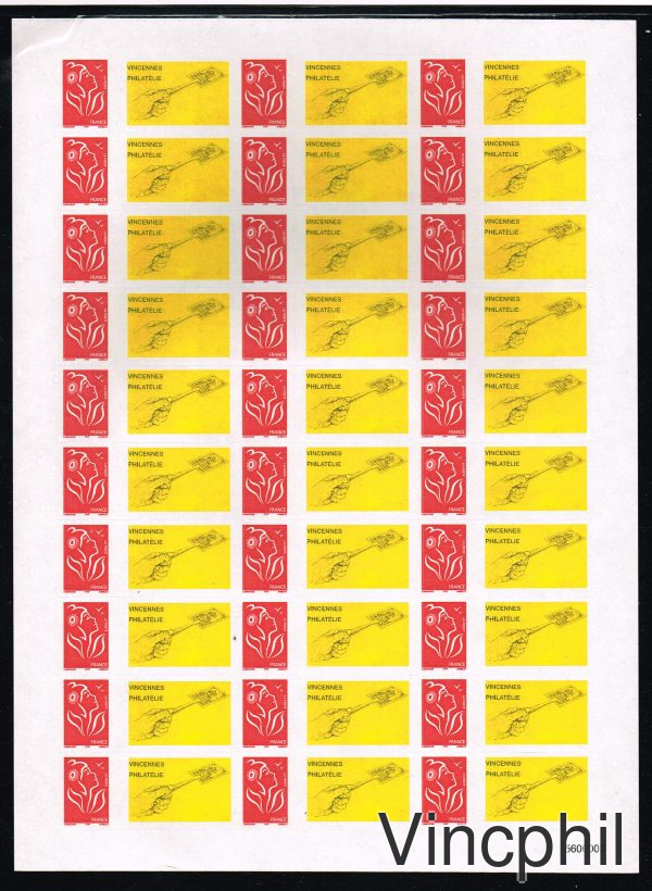 3802A ** Marianne de Lamouche TVP rouge adhésif personnalisé  de 30 timbres (d'autres feuilles dans Personnalisés, Vente à prix net)