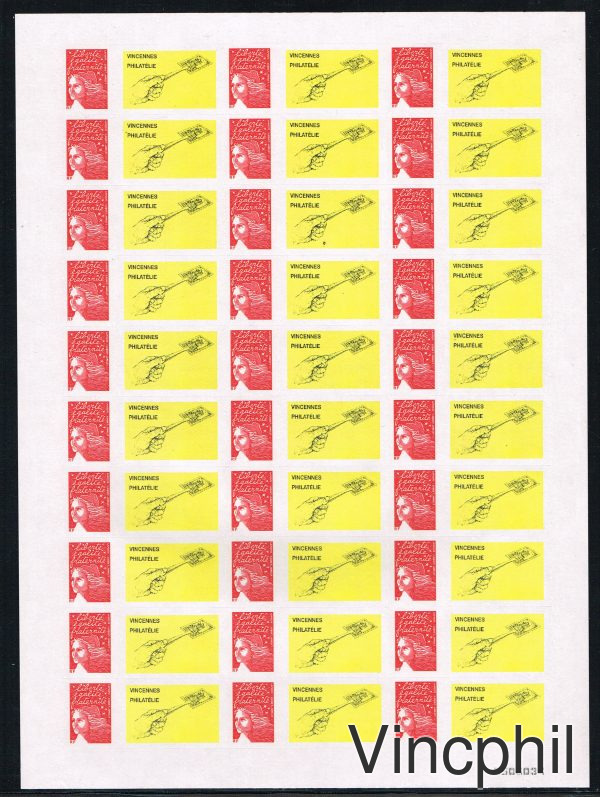 3729A ** Marianne de Luquet TVP Rouge adhésif personnalisé  de 30 timbres grande vignette (d'autres feuilles dans Personnalisés, Vente à prix net)