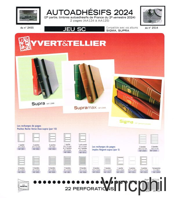 FRANCE YVERT  SC AUTOADHESIFS 2024/2