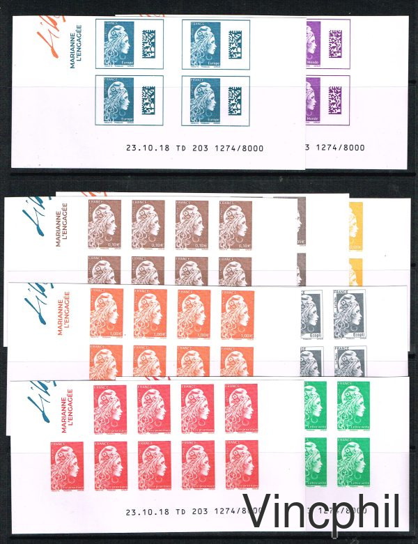 5248B/5254B (x 8) + 5257B/5258B (x4) ** Non dentelés Blocs avec date