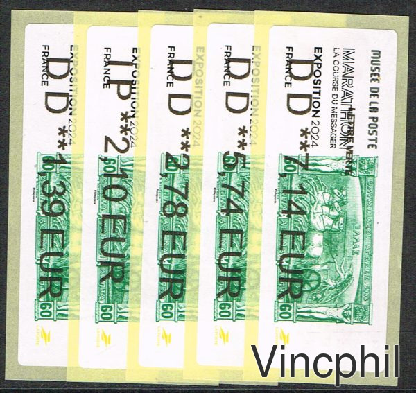 01/2025 ** MARATHON MUSEE TARIF 2025   5 valeurs  LETTRE VERTE 1.39,  INTERNATIONAL 2.10, LETTRE VERTE 100 gr 2.78, LR 1 5.74, LR1 AR 7.14