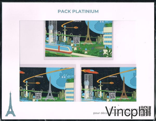 NFT FRANCE 2025 - Pack PLATINIUM #NFTimbre 4 - TIRAGE 2000 EXEMPLAIRES - Tour Eiffel OR ARGENT et BRONZE -