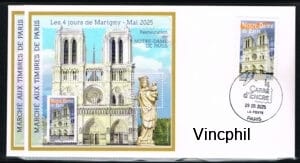 MT 37  ** RESTAURATION DE NOTRE-DAME 2 BLOCS sur enveloppe F.D.C.  1 dentelé et 1 non dentelé