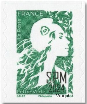 1341 ** Lettre Verte surchargée SPM
