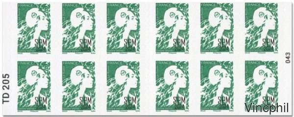 C1341 ** Lettre Verte surchargée SPM Carnet adhésif