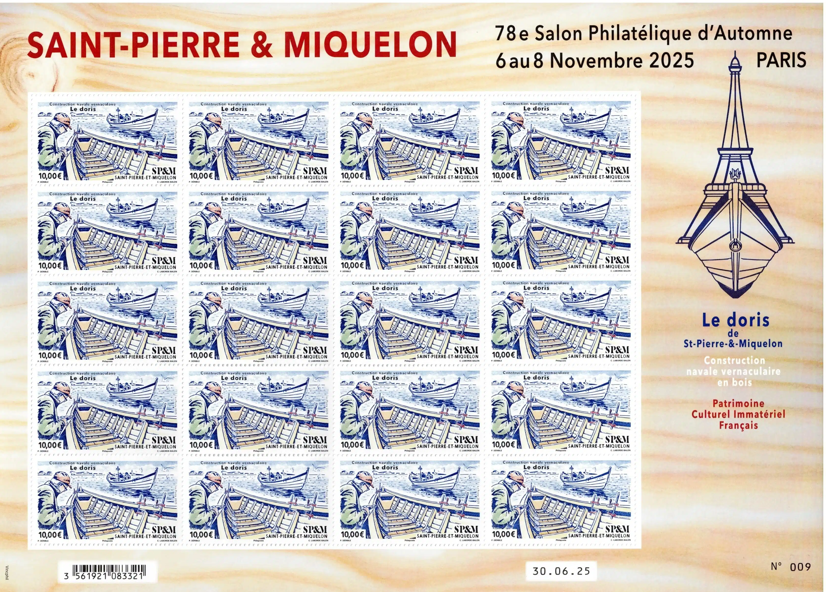 Saint-Pierre et Miquelon Le Doris ** feuille de 20 timbres