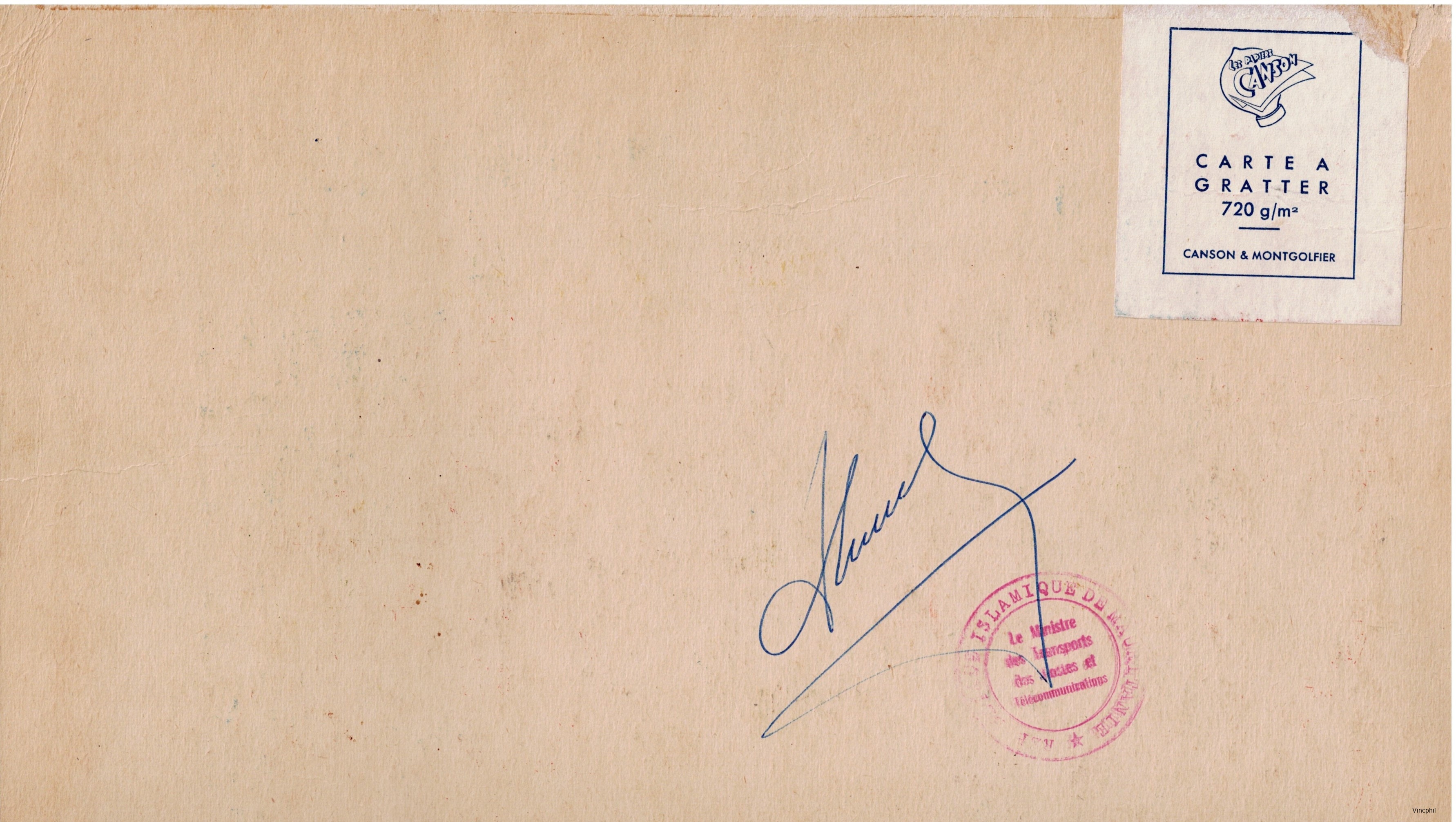 Dessin original sur carte à gratter du timbre Création d'Air Mauritanie ** PA n° 23 – Image 2