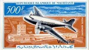 Dessin original sur carte à gratter du timbre Création d'Air Mauritanie ** PA n° 23