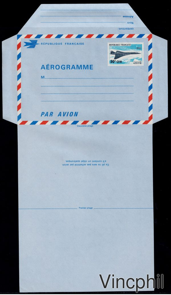 CFA Réunion Aérogramme n° 1 ** Neuf non plié
