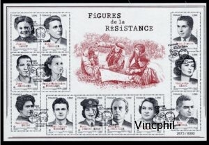 Figures de la Résistance numéroté **  avec le livret Mémoire postale des combattants de l'ombre Oblitéré premier jour