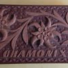 Boite à Timbres 8.5 x 4.5 en bois sculpté Chamonix