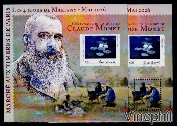 MT 38  **CLAUDE  MONET  2 BLOCS  1 dentelé et 1 non dentelé
