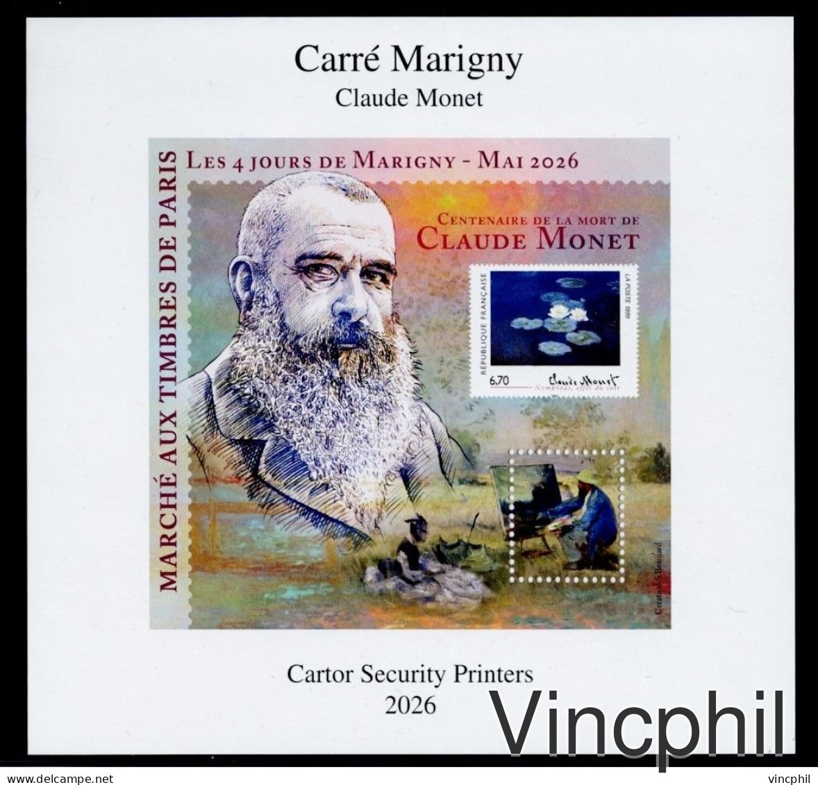 MT 38  ** CLAUDE  MONET  Epreuve de Luxe sur papier gommé Tirage 100