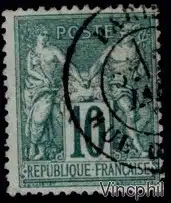n° 76 Sage Type II N sous U oblitéré Signé Brun